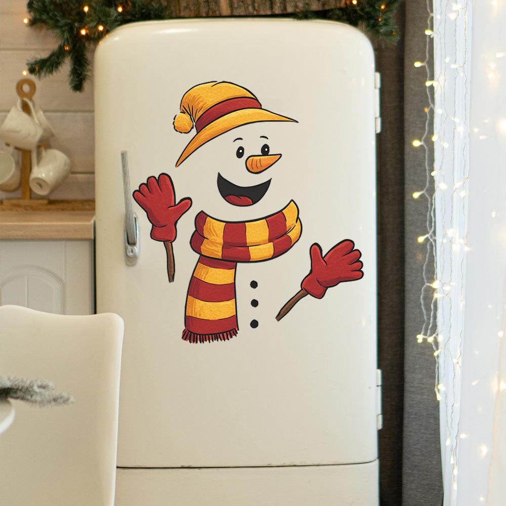 Cartoon Patchwork Christmas Snowman Kitchen Dining Room Home Decoration Wall Stickers