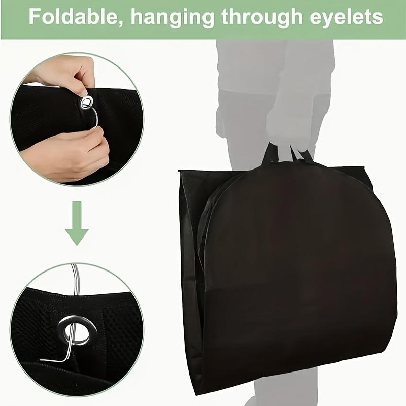 Gusseted Travel Hanging Garment Bag - Zipper Closure with Pocket for Shirts, Coats, Dresses, Storage Organizer