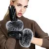 Women's Fox Fur Gloves, Sheepskin With Winter Fleece For Warmth Outdoor Driving Thin Women's Touch Screen Leather Gloves Women's