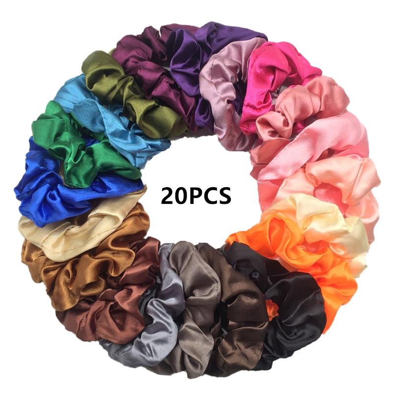 25/10//6 Stück Satin Scrunchies Mädchen Elastisches Haarband Pferdeschwanzhalter Haargummis Mode Damen Accessoires Uni Scrunchy