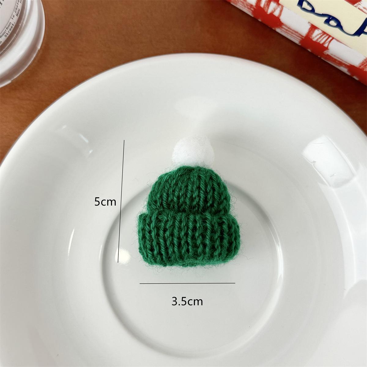 

Миниатюрный набор из шерстяной вязаной шапки и шарфа для кукол ручной работы - Рождественские украшения и аксессуары своими руками Ball Christmas Hat белый/зелёный