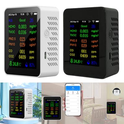 12v1 Monitor kvality vzduchu Detektor oxidu uhličitého s displejem času/data WIFI Měřič teploty a vlhkosti pro kancelář školu
