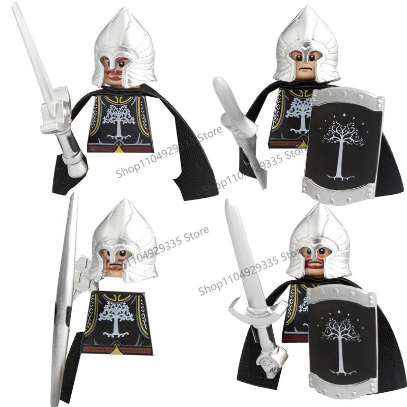 Medieval Knight Figures Building Blocks Elf Guard Dwarf Warrior Wild Boar Sheep Mount Fantasy Movie Character Soldier Bricks Toy