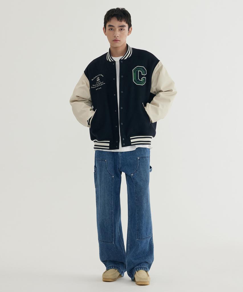 COVERNAT Wide Carpenter Double Knee Denim Pants Blue