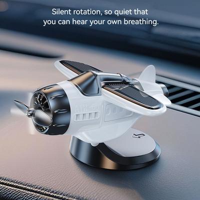 Solar Powered Dashboard Ornament Plastic Airplane Decoration Motion Activated Rotating Airplane Ornament for Cars Interior