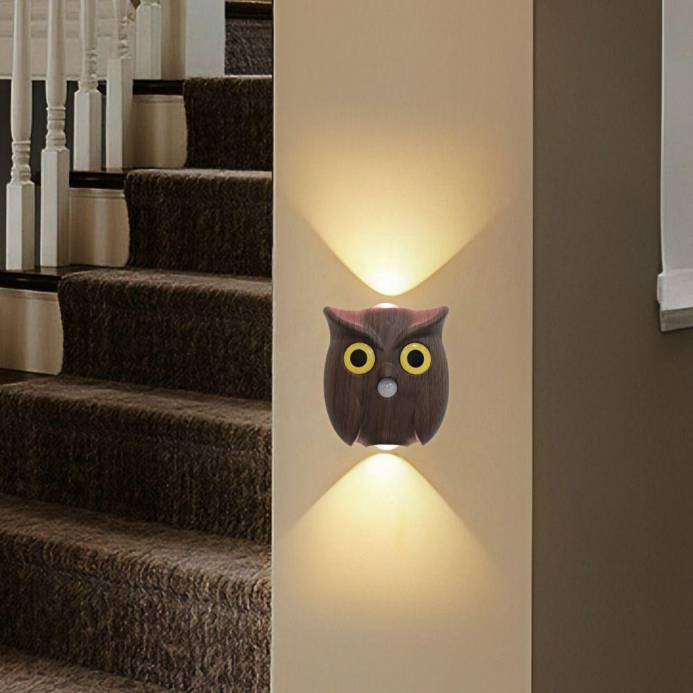Rechargeable Smart Sensor Night Light Color Wall Lamp Intelligent Charging Owl Table Lamp Magnetic Base Adjustable Brightness