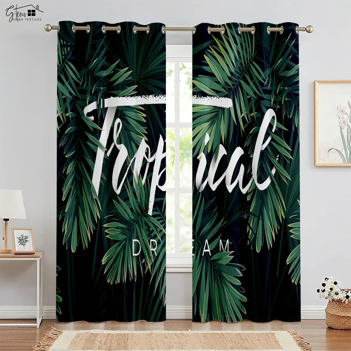 

Тропический лес 3D Печатные Шторы Юго-Восточная Азия Банановый Лист Растение Лес Ресторан B&B Отель Ins Декоративные Шторы 2 ШТ. W50xH130(CM)x2PCS&Rod pocket