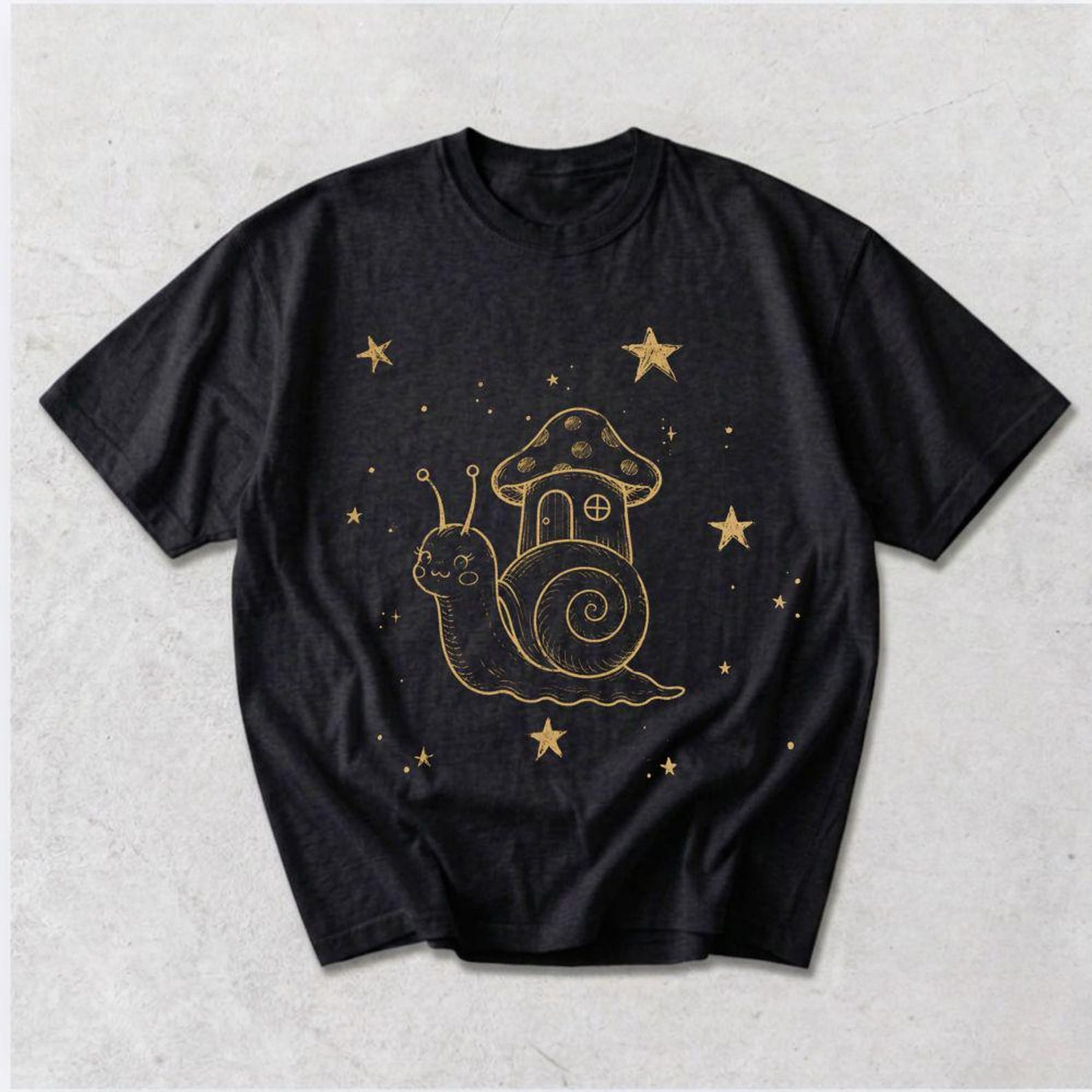 Snail Mushroom House Graphic Tee, Cottagecore Coquette Unisex T-Shirt 2XL