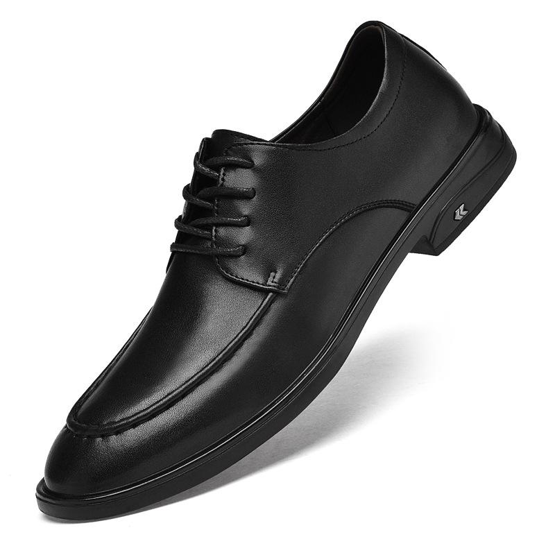 

Мужская обувь 2025 лето новая британский стиль кожаная обувь мужские лоферы модная шнуровка остроносые повседневные туфли 47 чёрный