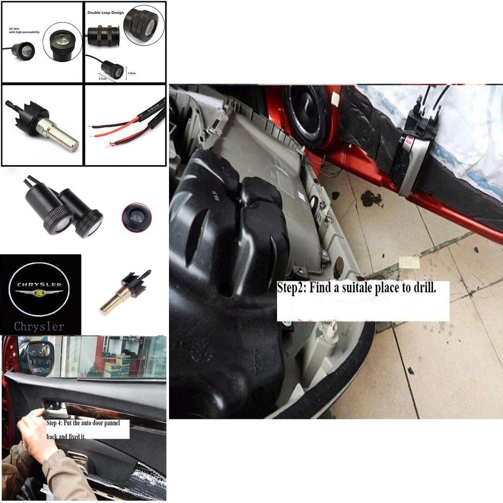 2pcs Logo For Car Styling Car Door Step Courtesy Shadow Lights Laser