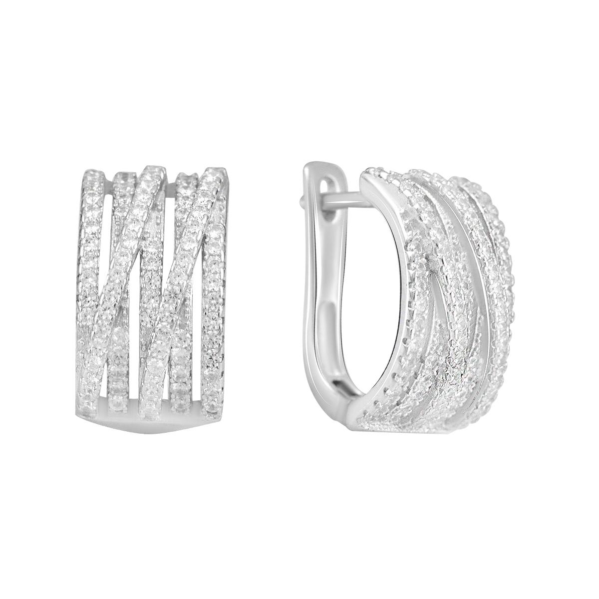 

Срібні сережки з фіанітами (2129950) білий