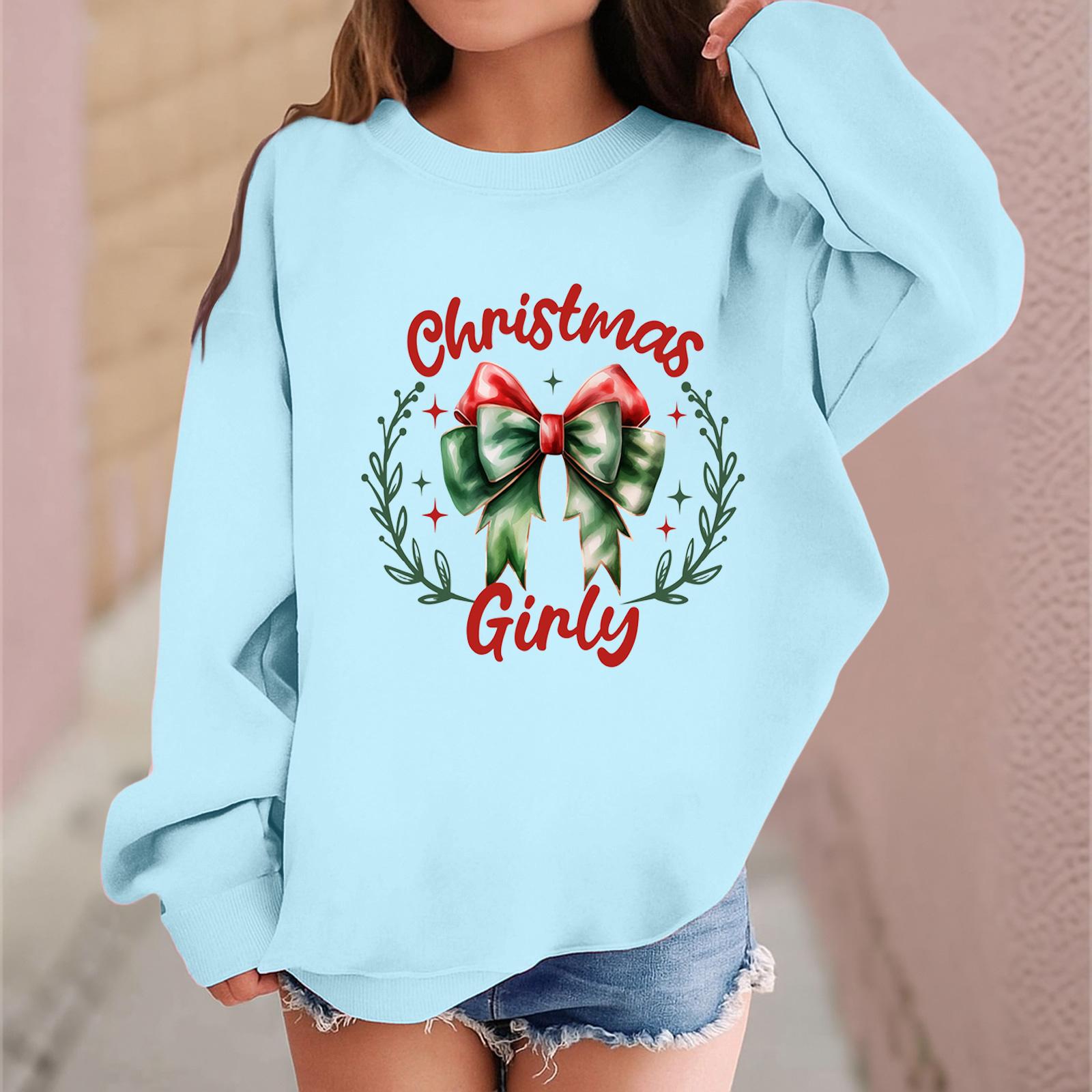 

Детский модный повседневный пуловер с длинными рукавами и свободного кроя с рождественским принтом 140