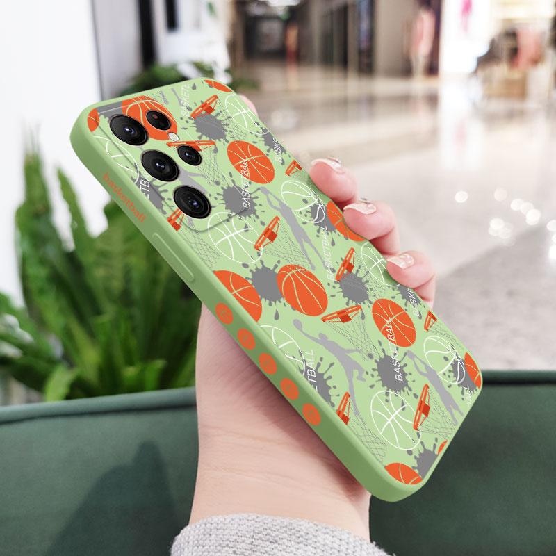 Интенсивный баскетбольный чехол для телефона Samsung Galaxy S24 S23 S22 S21 S20 Ultra Plus FE S10 S9 S10E Note 20 ultra 10 9 Plus Galaxy S9 Plus светло-зеленый