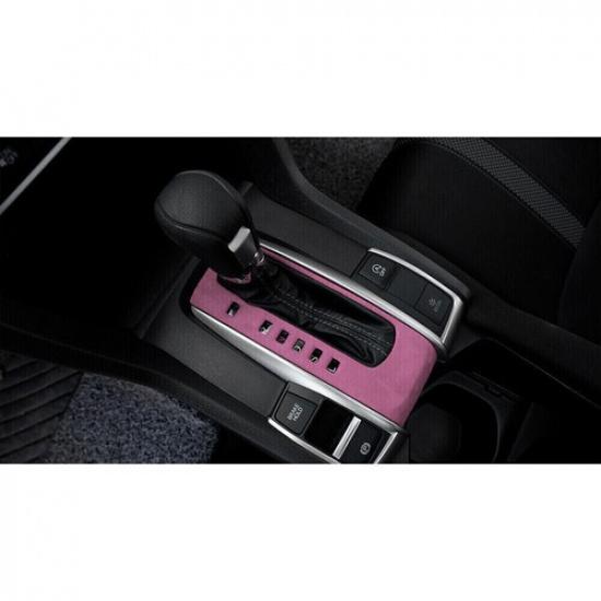 Central Console Gear Shift Frame Panel For Honda Civic 10th 2016- Pink Suede