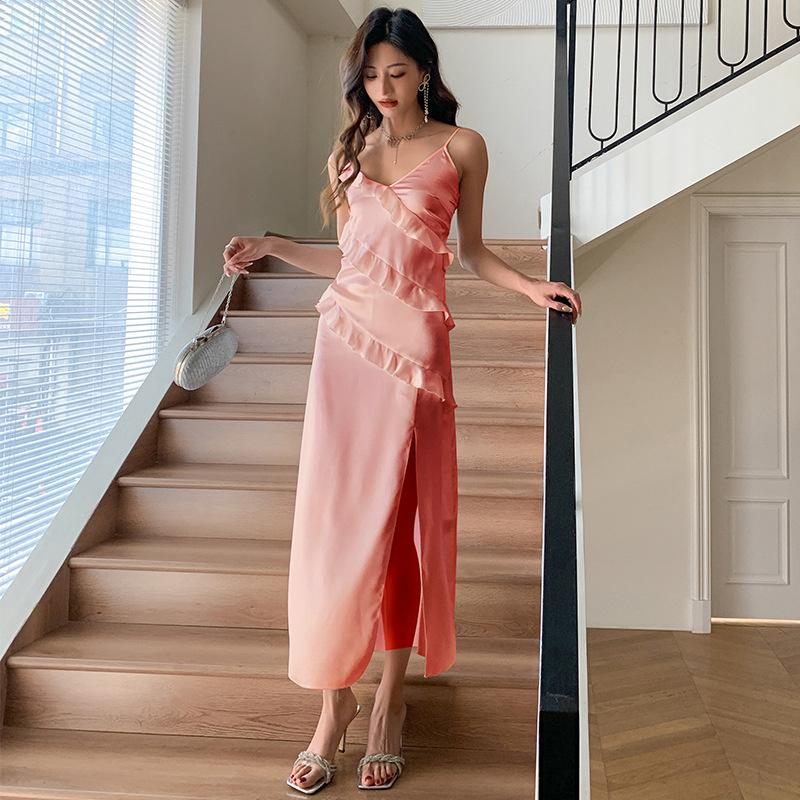 

Новая атласная пижама для женщин, летняя тонкая ночная рубашка из ледяного шелка, женский сексуальный комплект домашней одежды на подтяжках XL