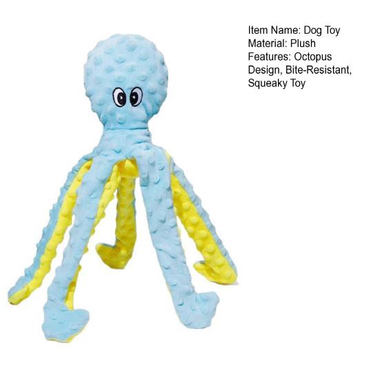 Plush Octopus Dog Toy Squeaky Crinkle Paper Chew Toy Interactive Soft Stuffed Puppy Teething Toy for Tug-of-War Small Medium Large Dogs