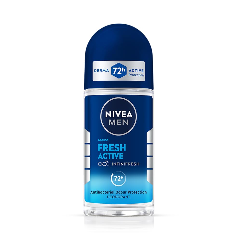 NIVEA MEN Fresh Active 50ml Deo Underarm Roll On | With Fresh Ocean Extracts Scent| 72 H Freshness