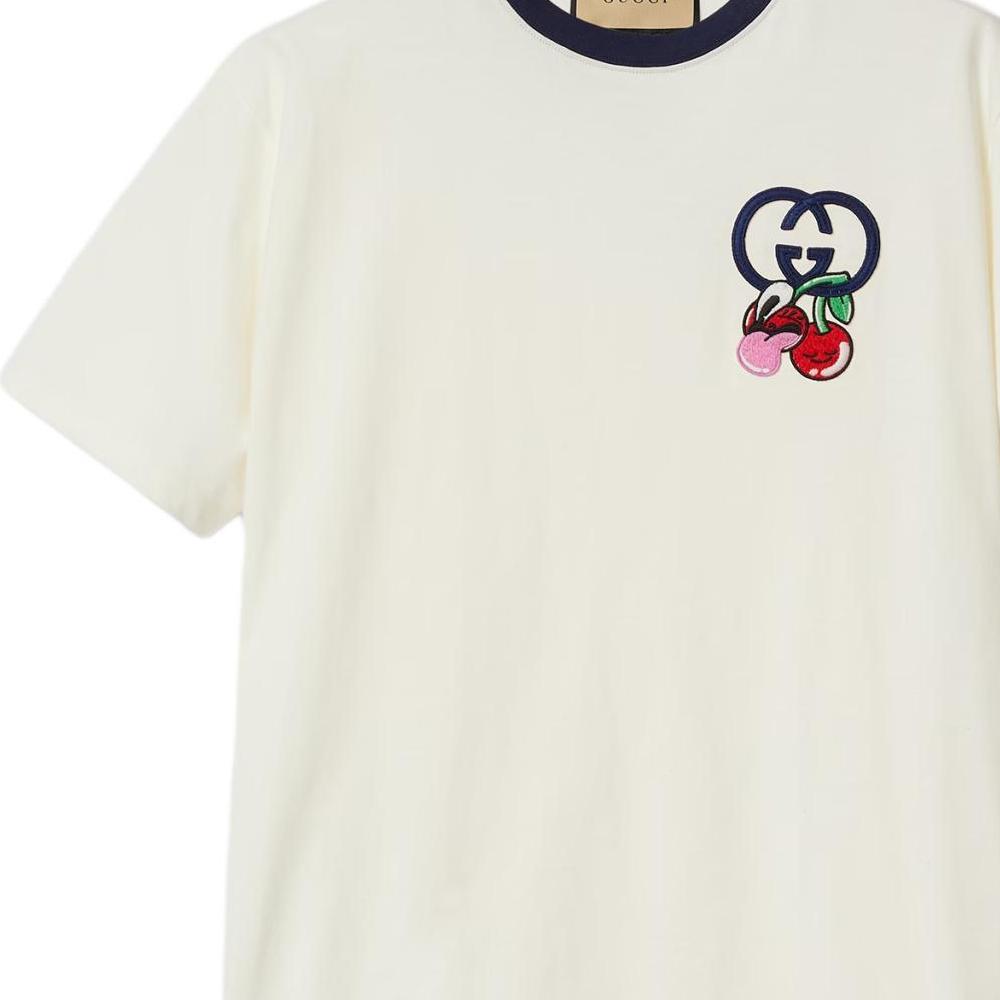 Gucci T-Shirts Men's Ecru Crew Neck Moderate 785345-XJGIK-9088