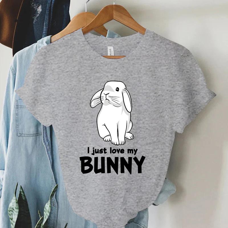 I Just Love My Bunny Print Unisexs Clothing Summer 2023 Funny Animal Tshirts Kawaii Short Sleeve T Shirt Unisex Streetwear Tops