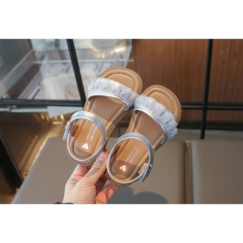 Stilvolle Mädchensandalen, Sommer Outdoor Spitze Prinzessinnen Sandalen, Weiche Sohle Rutschfeste Strandschuhe für Kleine und Große Kinder