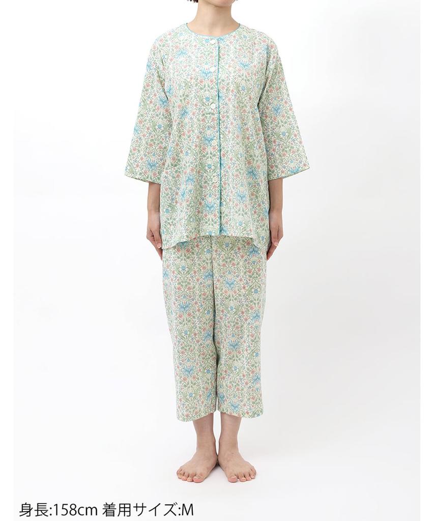 EP8074 Sleeve Long Cotton Willow Size M Wing/Wacoal Women's 3/4 Pajamas, Sleeves, 8/10 Length, 100% (Body), Fabric, Summer,