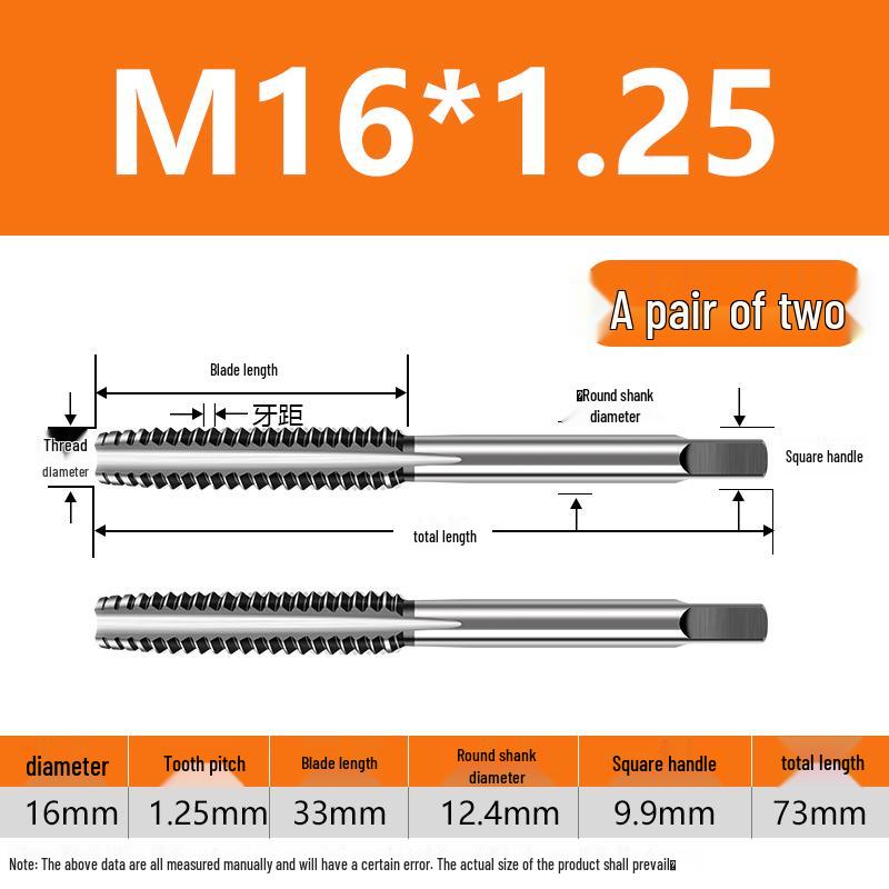 Feingewinde Handgewindebohrer M8-M20 Satz (5 Stücke)
