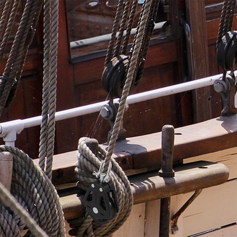 Milisten 3-Piece Swivel Pulley Cable Pulley System with Dual Nylon Pulley Wheels and Bearings for Pilates, Boats, and Yachts, 3.8 x 2.0 x 0.9 Inches