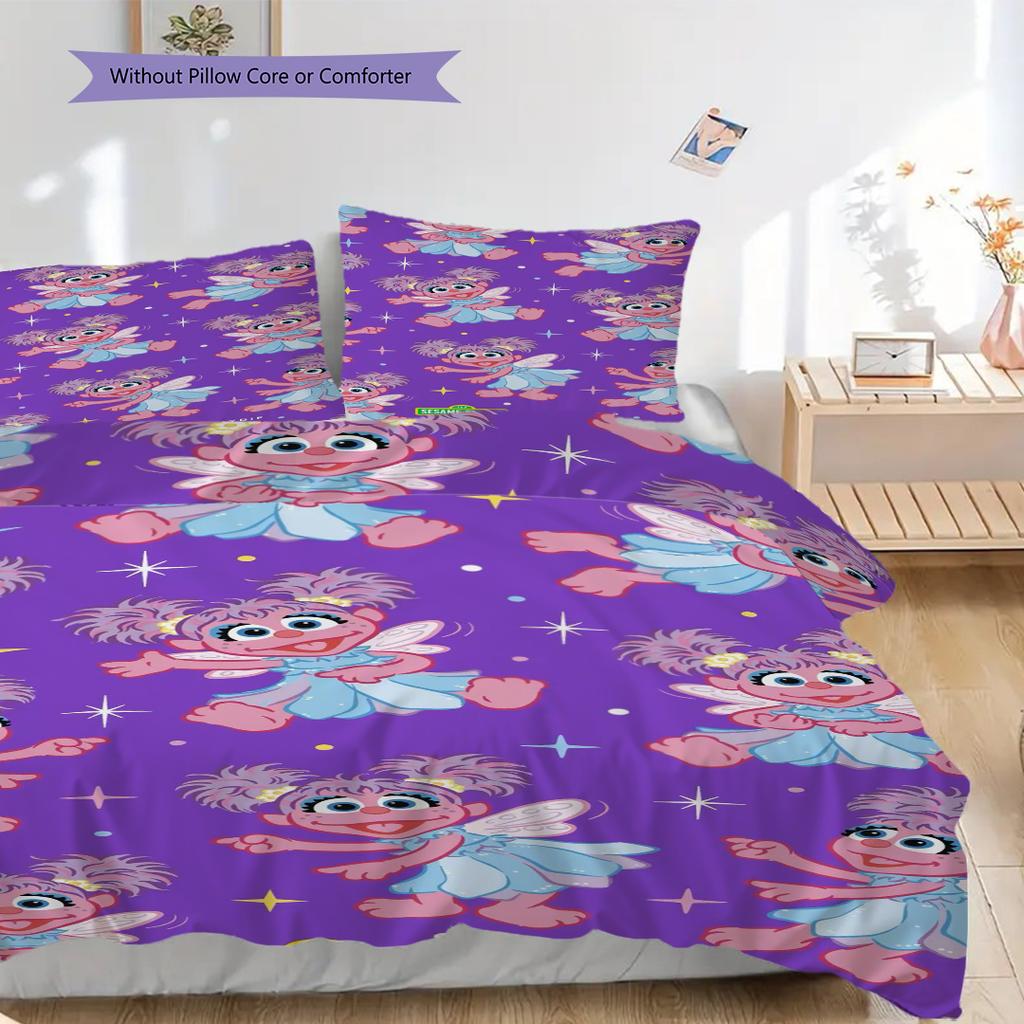 1PC Sesame Street pattern Bedding Quilt Set Quilt Cover Pillowcase Home Decoration Birthday Gift (1 * duvet cover + 2 * pillowcase, without core)