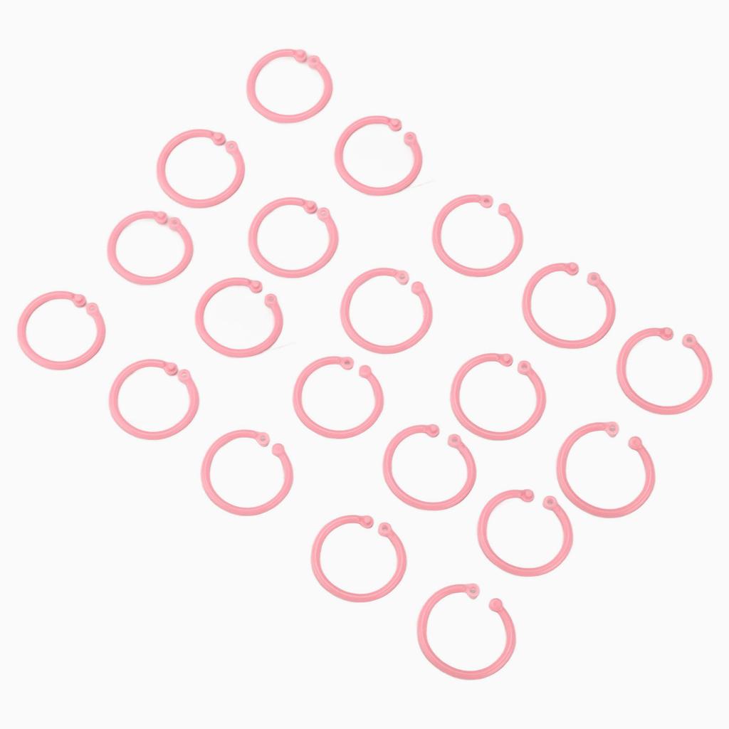 20Pcs Book Binder Ring Flexible Loose Leaf Buckle 30mm Paper Single Ring for Cards FilesPink