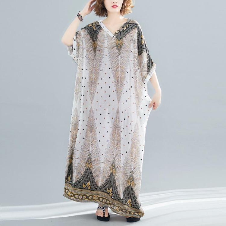 Vintage Floral Satin Maxi Long Dress for Women Plus Size Casual Loose Summer Dresses New In