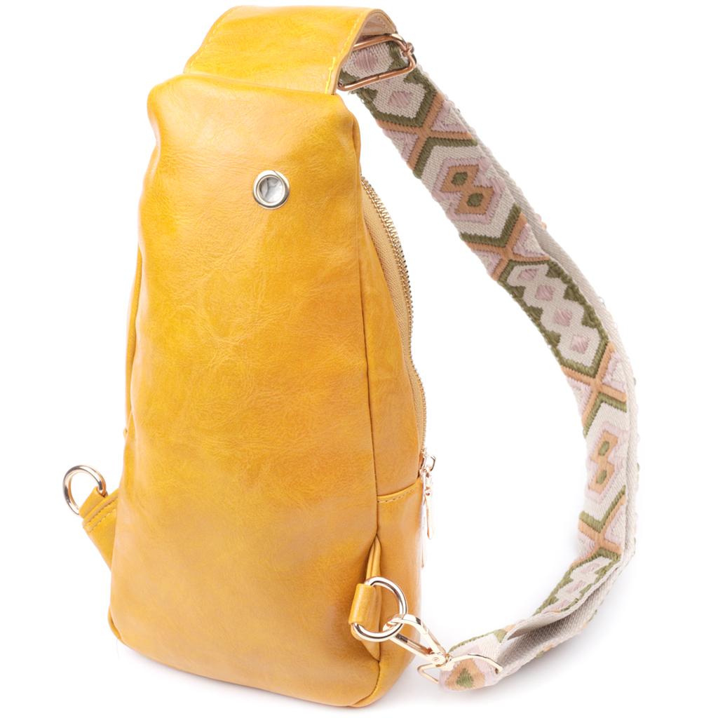 Bright Women's Sling Bag Over the Shoulder Made of Eco-leather VINTAGE Bag 22753 Yellow