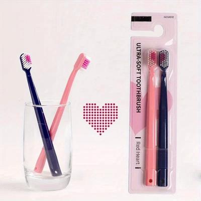 2Pcs/set Couple Toothbrush Heart Brush Teeth Romantic Soft Toothbrush Adults Toothbrush Couple's Wedding Gift