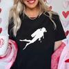 Divertente Stampa Grafica Subacqueo T Shirt Subacqueo Top Moda Girocollo Manica Corta Taglie Forti Donna T-Shirt