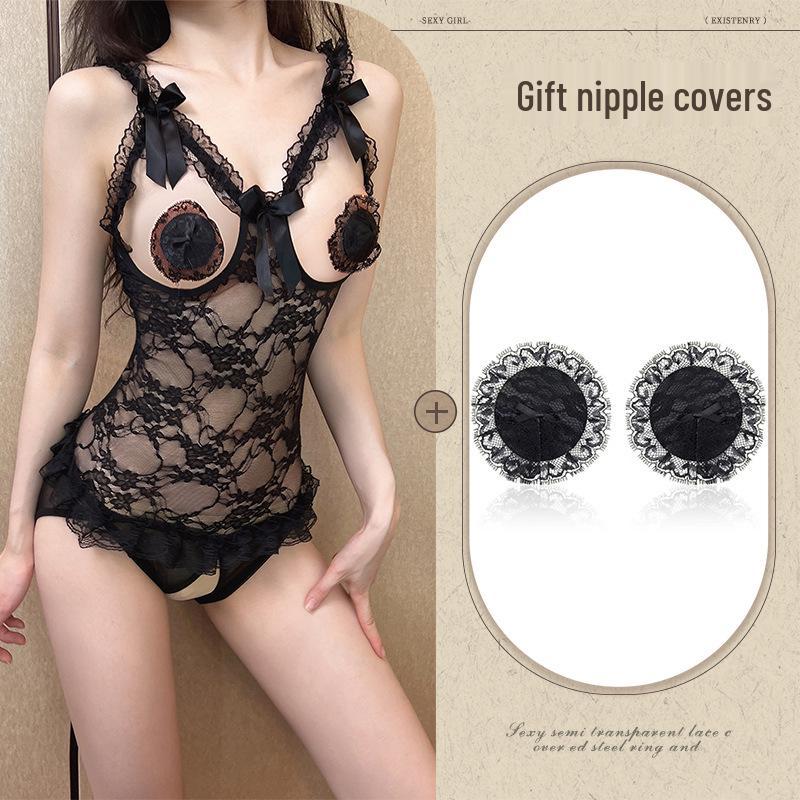 Noční pokušení krajkové prádlo - Sexy body na spaní s otevřeným rozkrokem pro flirtování