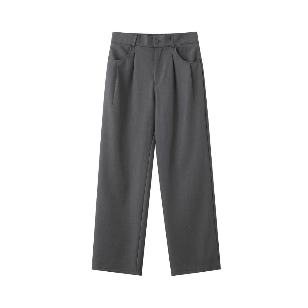Trendy Men's Slim-Fit Straight or Wide-Leg Trousers - Solid Colors, Spring/Autumn Style