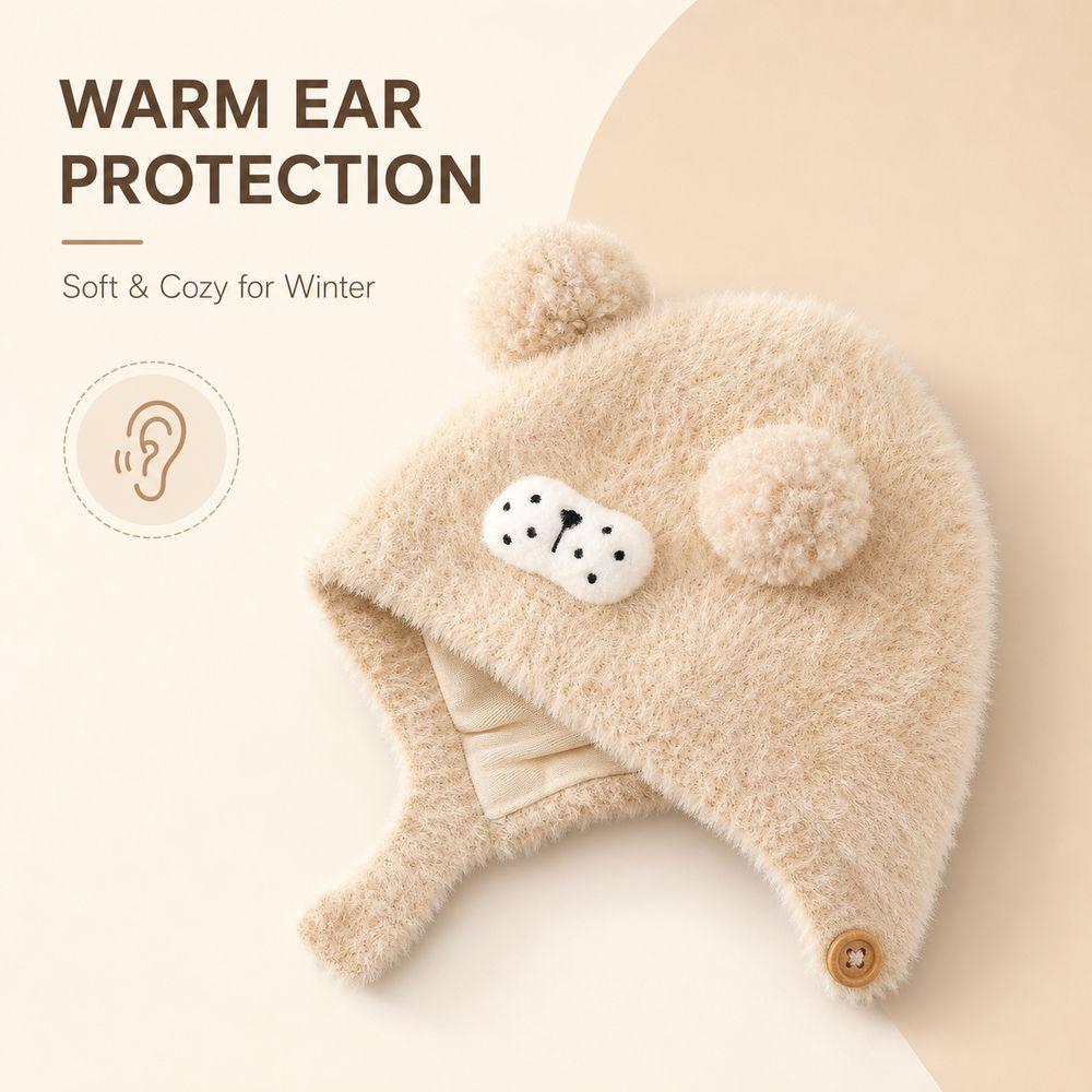 Ear Protection Baby Winter Hat Double Pom Pom Baby Bonnet Cartoon Pom Pom Hat for Babies