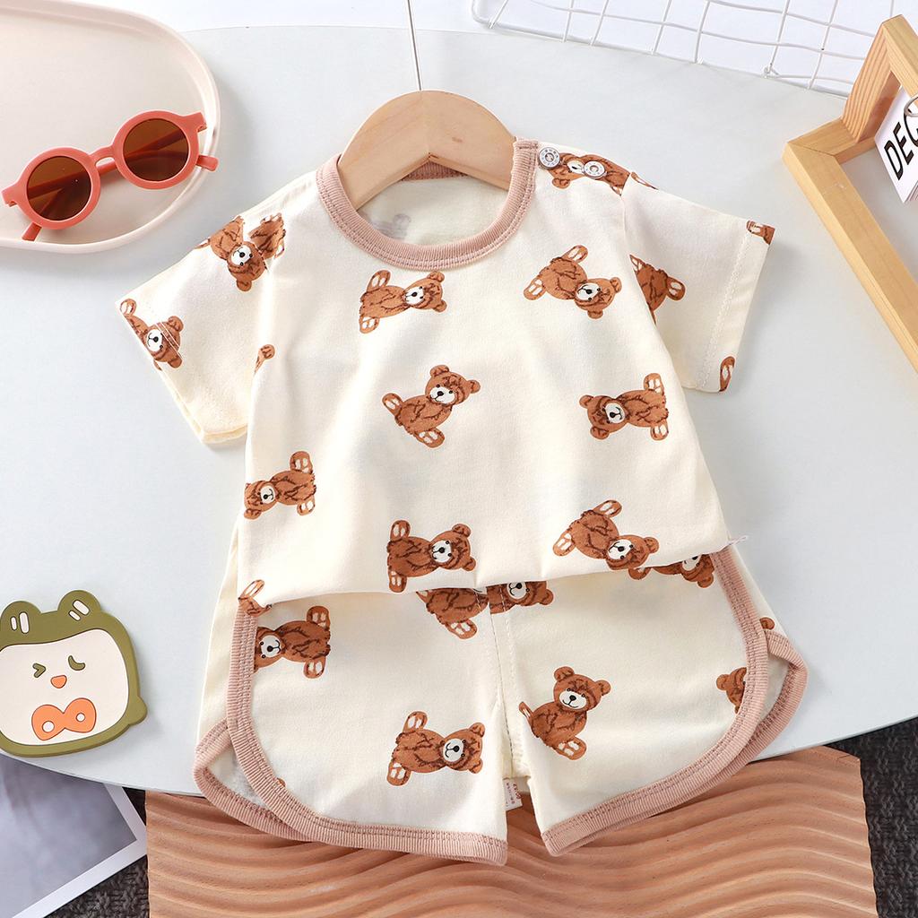 Summer Thin Children's Short Sleeved Pajamas Set For Home Wear