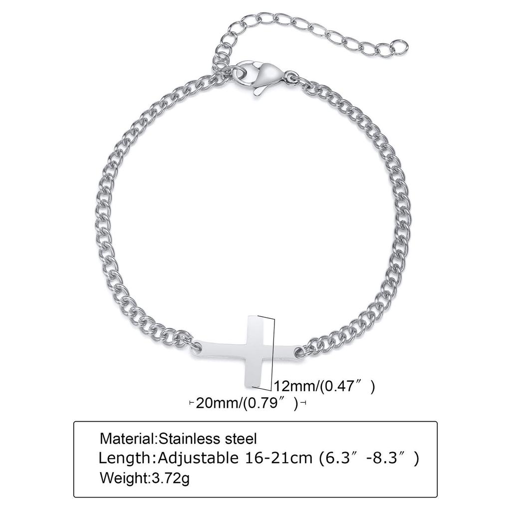 Stainless Steel Double-Layered Twisted Chain Cross Bracelet BR-1300