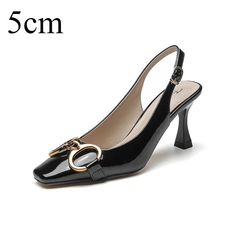 Sandals for Women 2025 Summer New High Heels Womens with A Straight Toe and A Back Empty Sole High Heels Sandal Sandalias Mujer