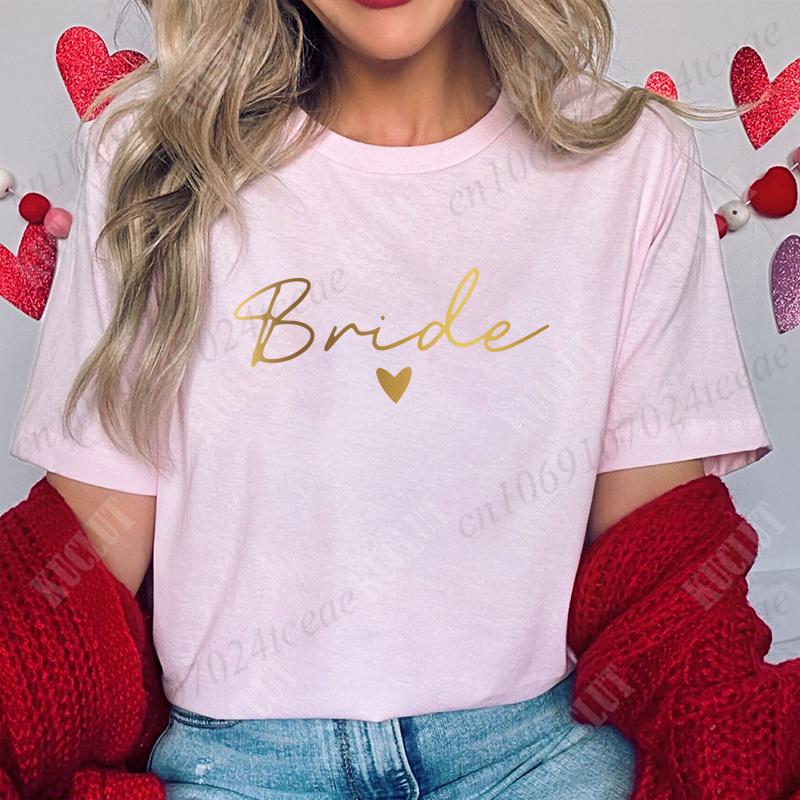 Bridal Shower Shirt for Women, Team Bride Squad Bachelorette Party Tops, Bridesmaid T-shirt, Wedding Fashion Clothes for Girls