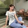 American Spicy Girl Off-Shoulder Short-Sleeve Letter Print T-Shirt - Women's Summer Bodycon Waist-Hugging Unique Design Top