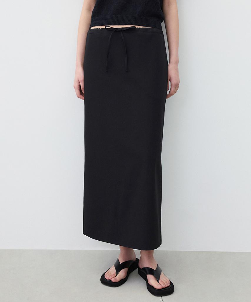 SUARE WOMEN Wool Cotton String Skirt Black
