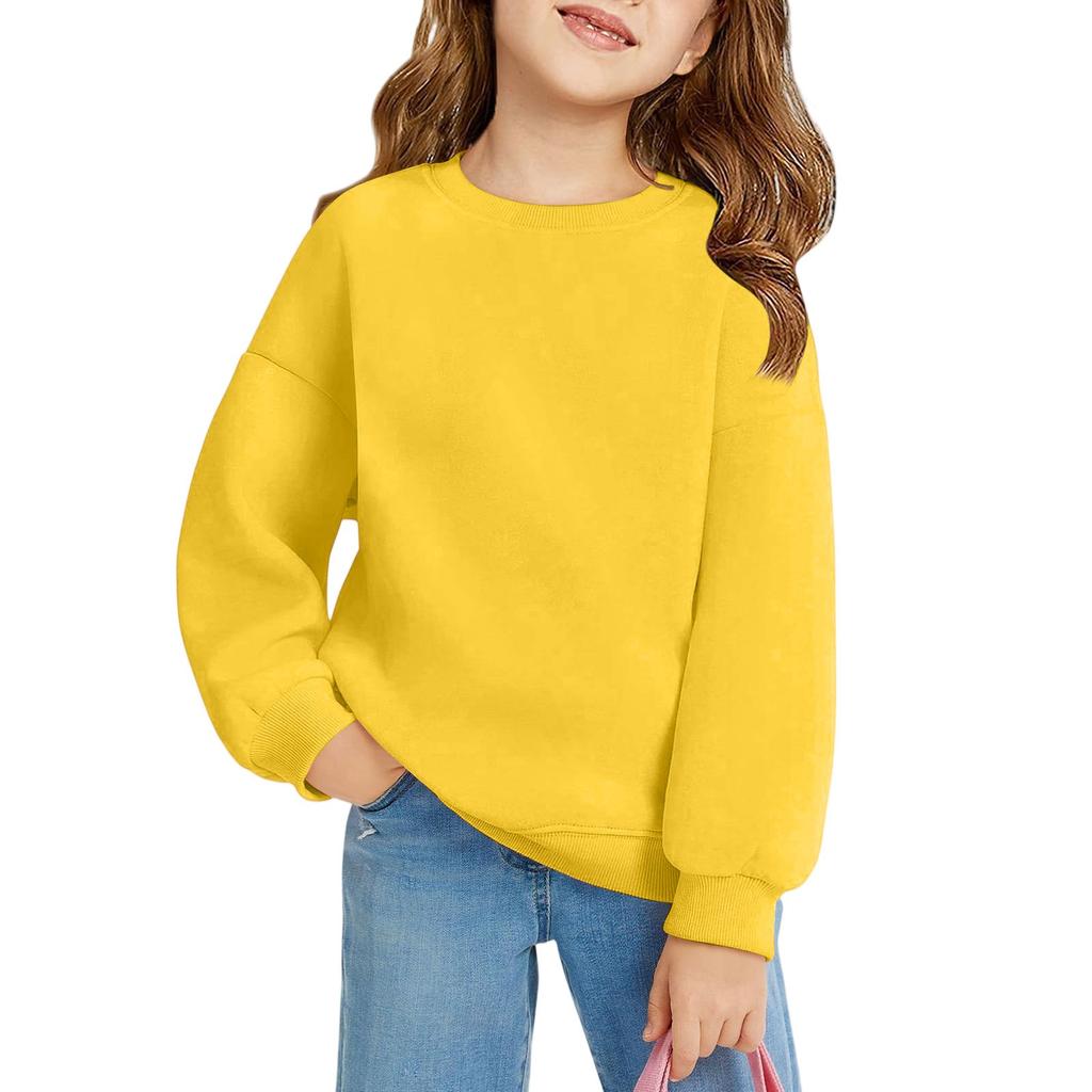 Winter Boy And Girls Round Neck Pullovers For Kids Long Sleeved T-shirt Solid Color Baby Tops