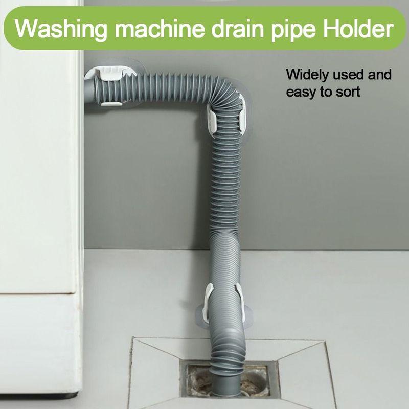 5pcs Plastic Pipe Clamp Hooks Cable Clips Pipe Support Washing Machine Drain Pipe Holder Self-adhesive Fasteners
