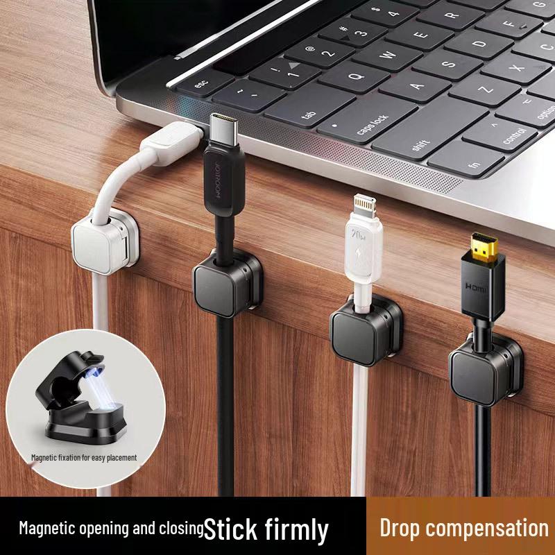 Magnetic Cable Organizer for Desktop & Car - Cable Storage & Phone Charging Clip Holder