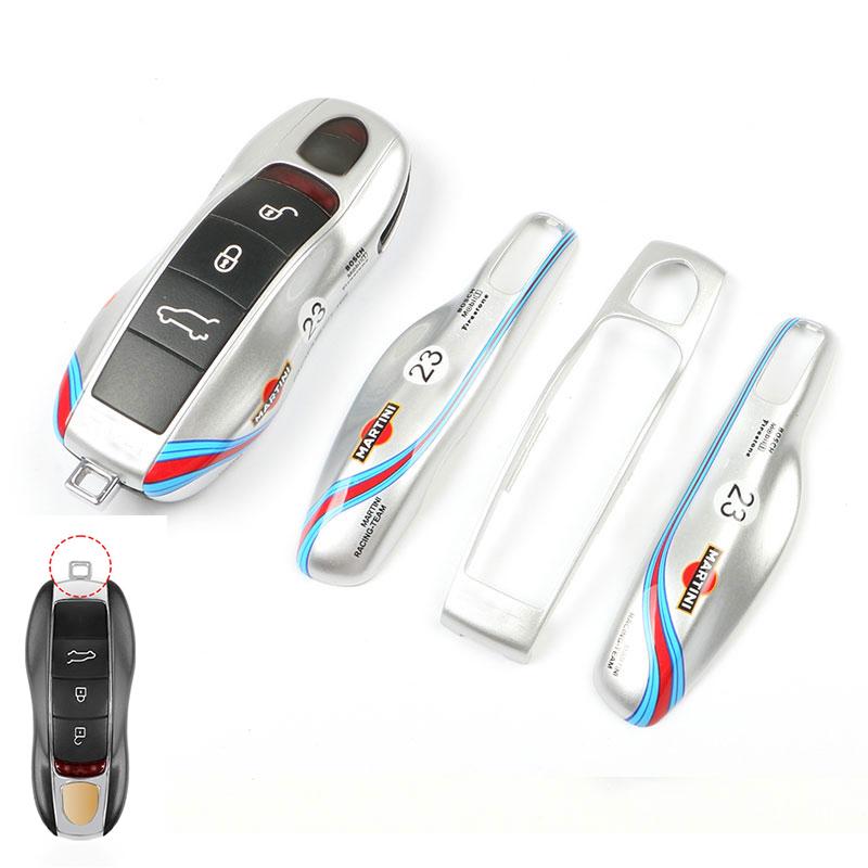 AABKQ1 Car Key Case Multi Colored Track For Porsche Mancan Panamera Cayenne 718 911 Boxster Cayman Key Cover Shell Replacement Kit