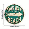Metal Wall Art Vintage Beach Sign Round Tin Poster Marine Home Decor