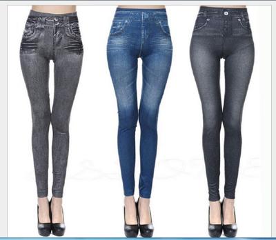 Spring Summer Women Leggings Pencil Pants Skinny Tights Fashion Faux Denim Jeans Leggings Casual Slim Slimming Trousers High Waist