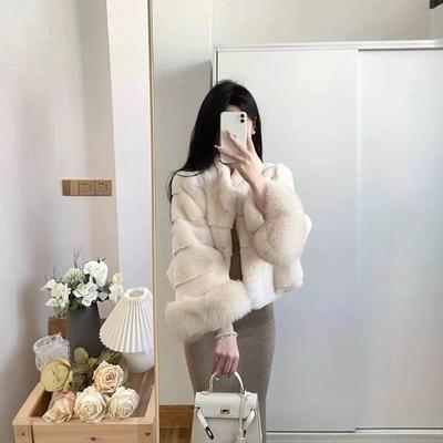 Winter New Imitation Fox Fur Sleeves Small Short Coat Daughter Gold Style Celebrity Fur Women Thickened Warm Coat