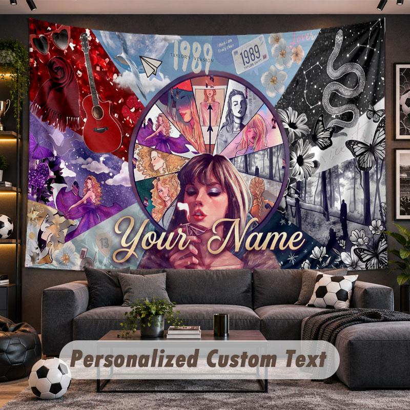 Wall Hanging Tapestry Custom NameTaylor Swift Pattern Personalized Printed Fabric Wall Decor